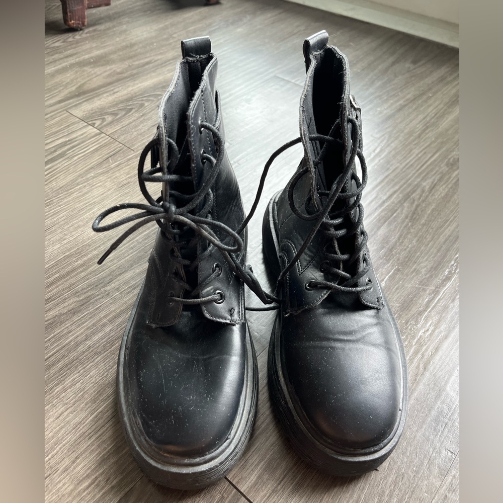 Black platform combat boots